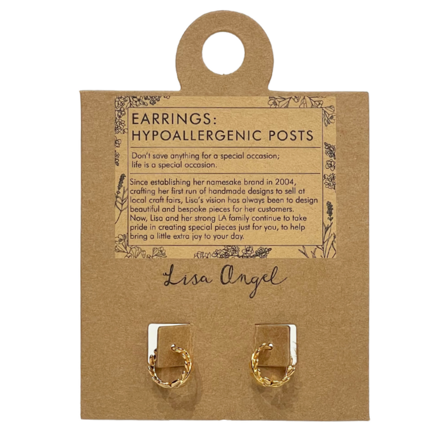 Earrings - Gold Huggies - Fern Leafs