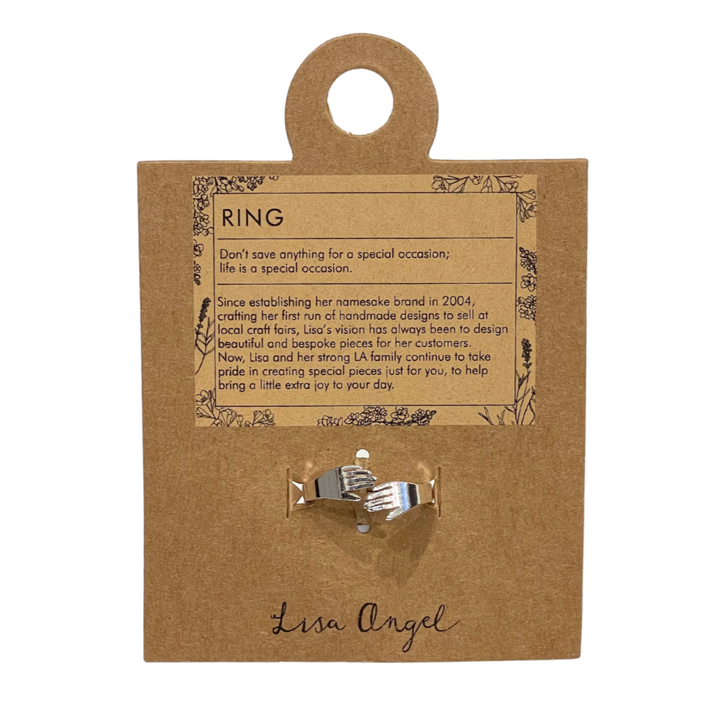 Adjustable Ring - Hugging Hands - Silver