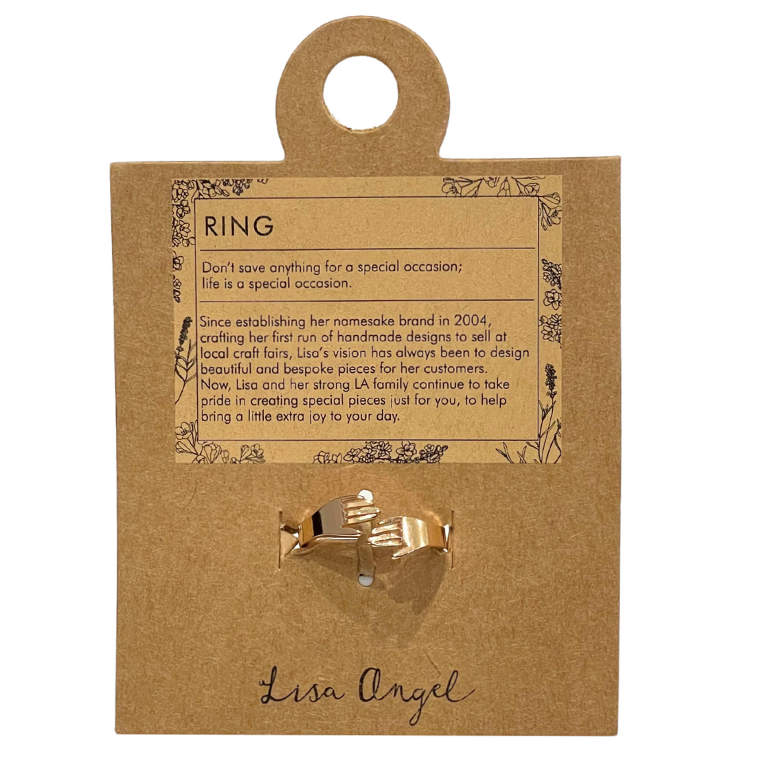 Adjustable Ring - Hugging Hands - Gold