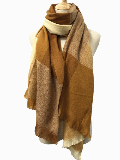 Blanket Scarf - Plaid - Beige