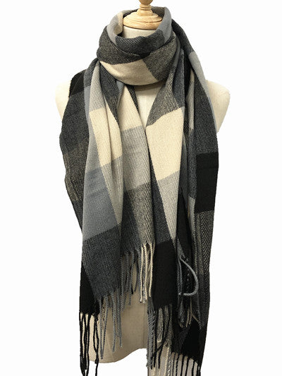Blanket Scarf - Plaid - Black