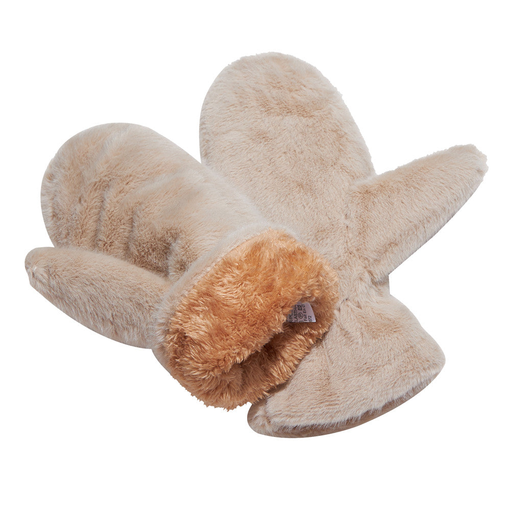 Mittens - Faux Fur Puffer Plush - Beige