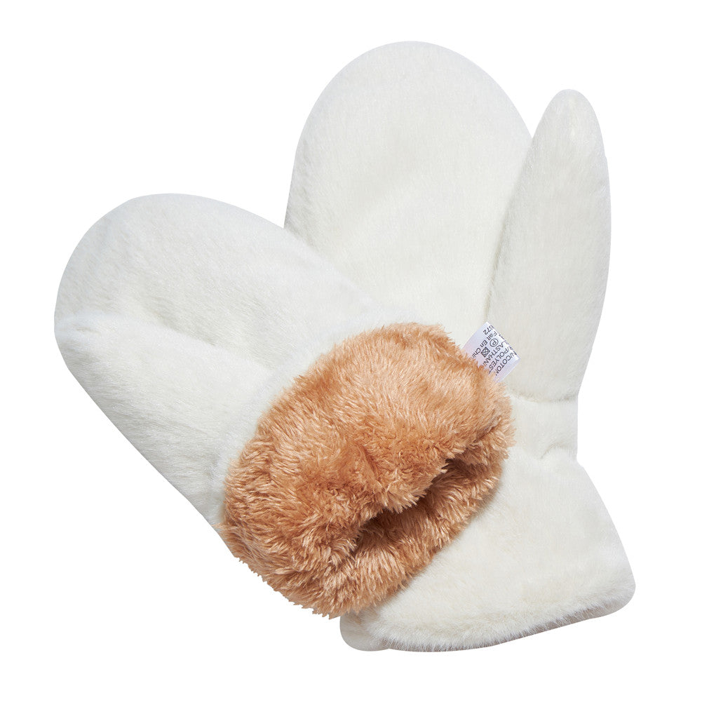 Mittens - Faux Fur Puffer Plush - White