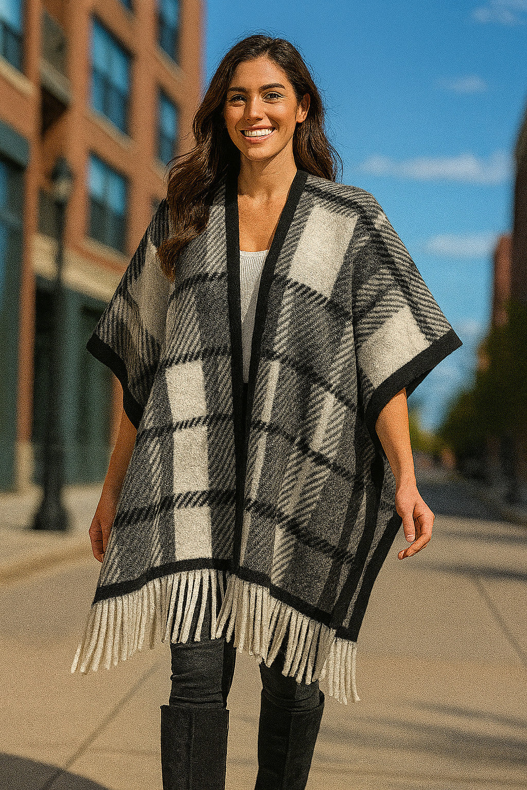 Cape - Plaid - Grey