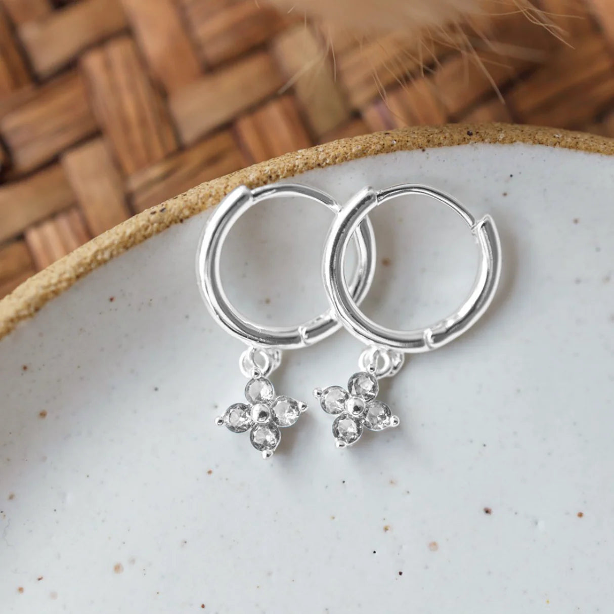Hoop Earrings - Twila Clear - Silver
