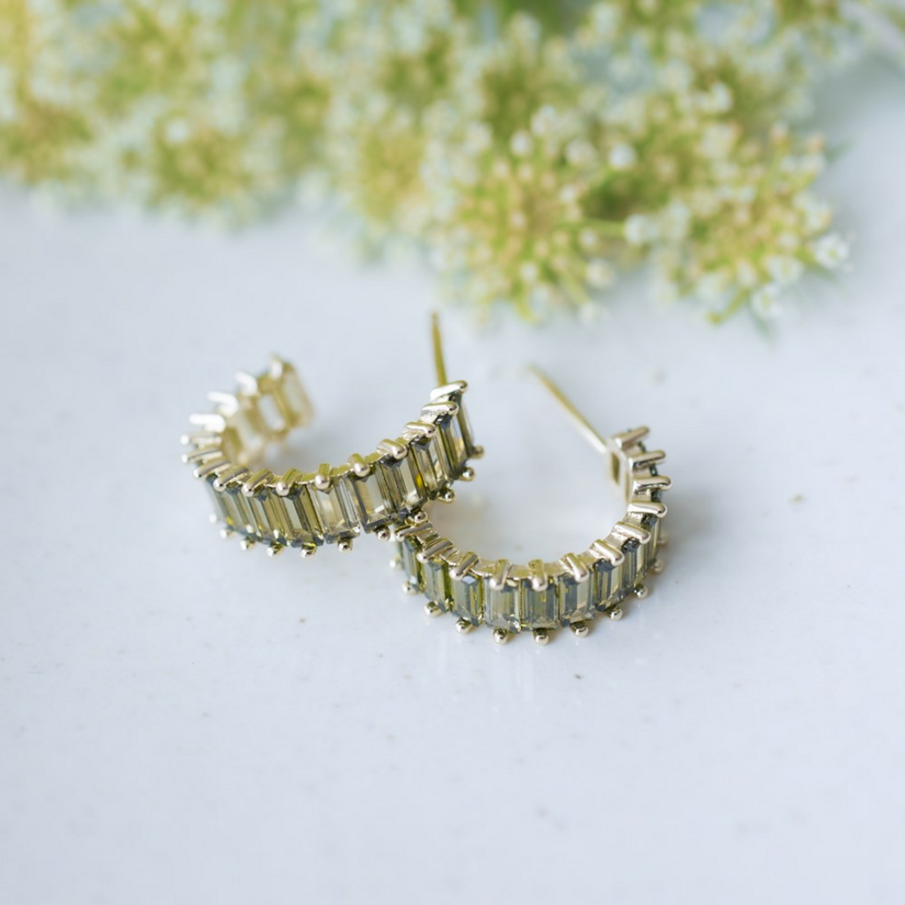 Hoop Earrings - Chara Green - Gold