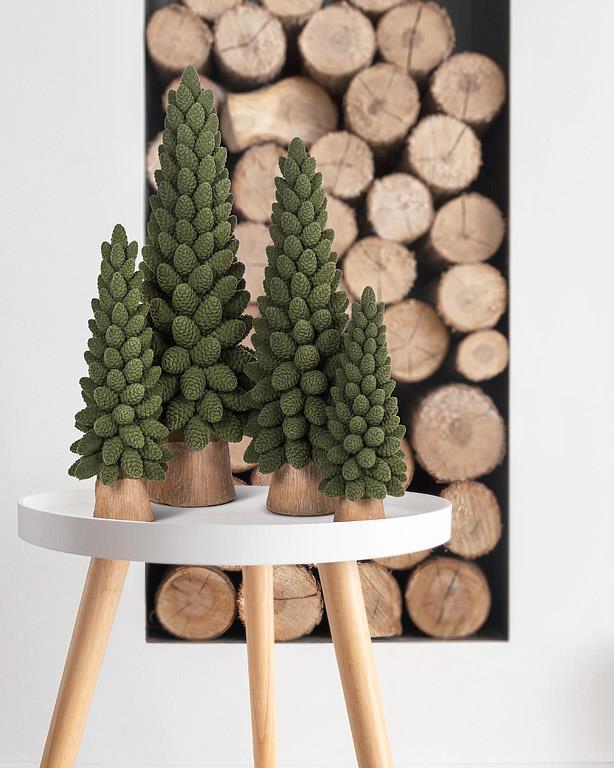 Decor Tree - Velvet Pinecones - Green 12"