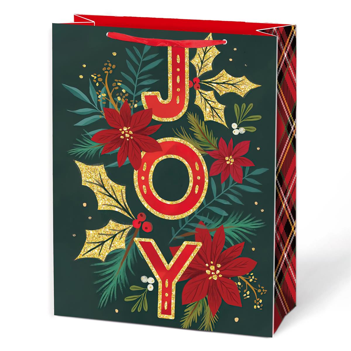 Medium Gift Bag - Joy W/ Poinsettia - 9"