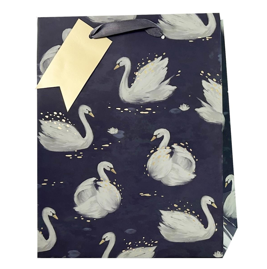 Medium Gift Bag - Swans - 9"