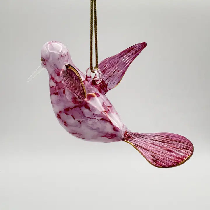 Ornament - Blown Glass - Pink Hummingbird