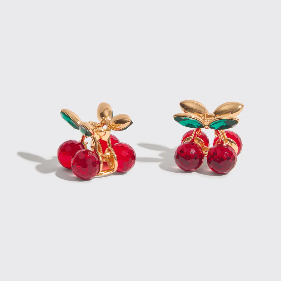Styling Clips - Cherry Rhinestone - Set of 2