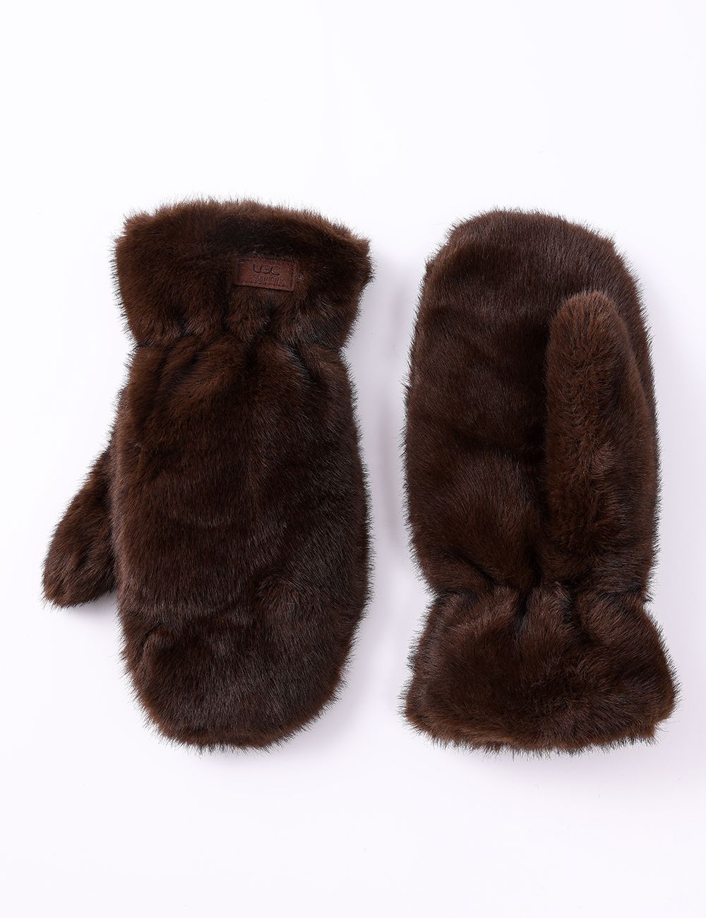 Mittens - Faux Fur Plush - Dark Brown