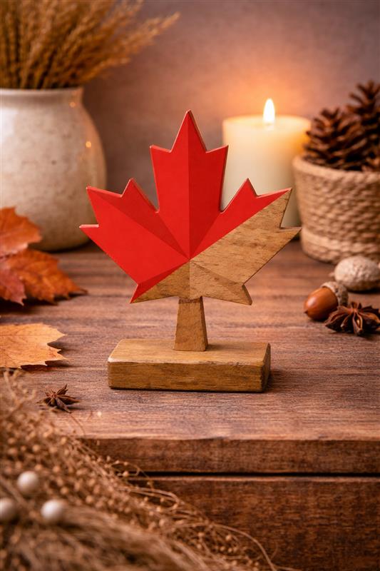 Decor Piece - Wooden Maple Leaf - 4.5"