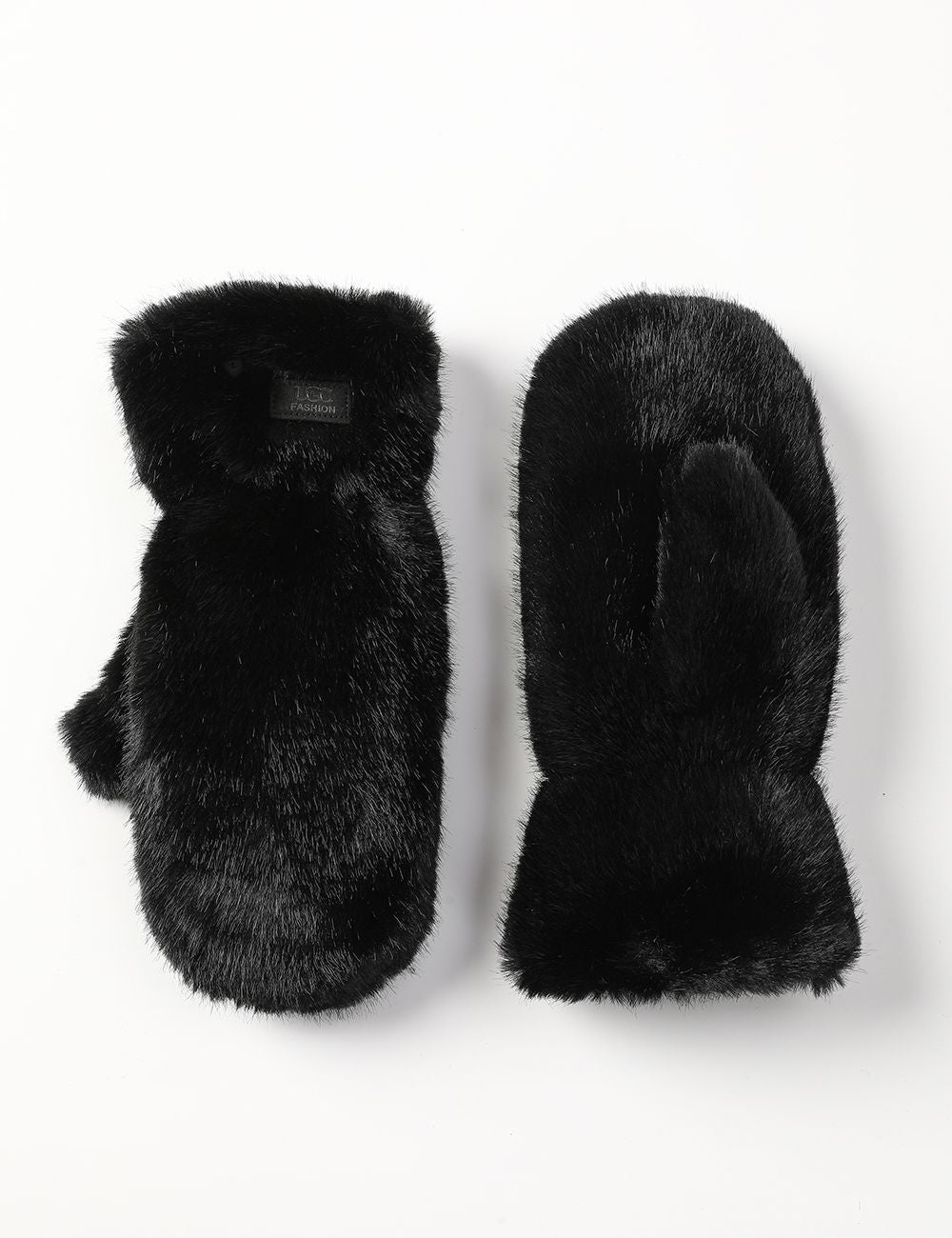 Mittens - Faux Fur Plush - Black