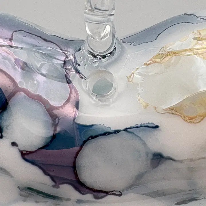 Ornament - Blown Glass - Multi-Blue Heart