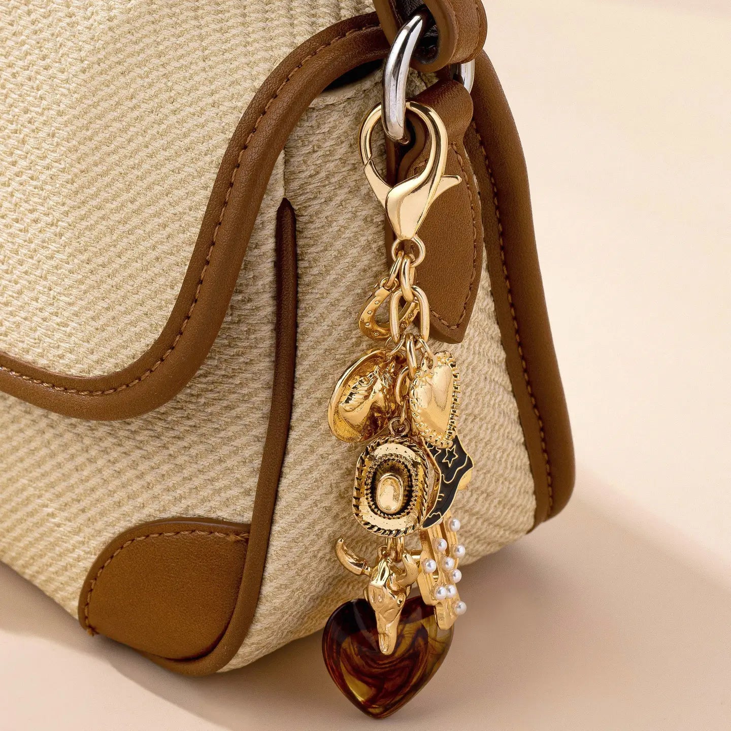 Bag Charm - Dangle - Western Brown Heart