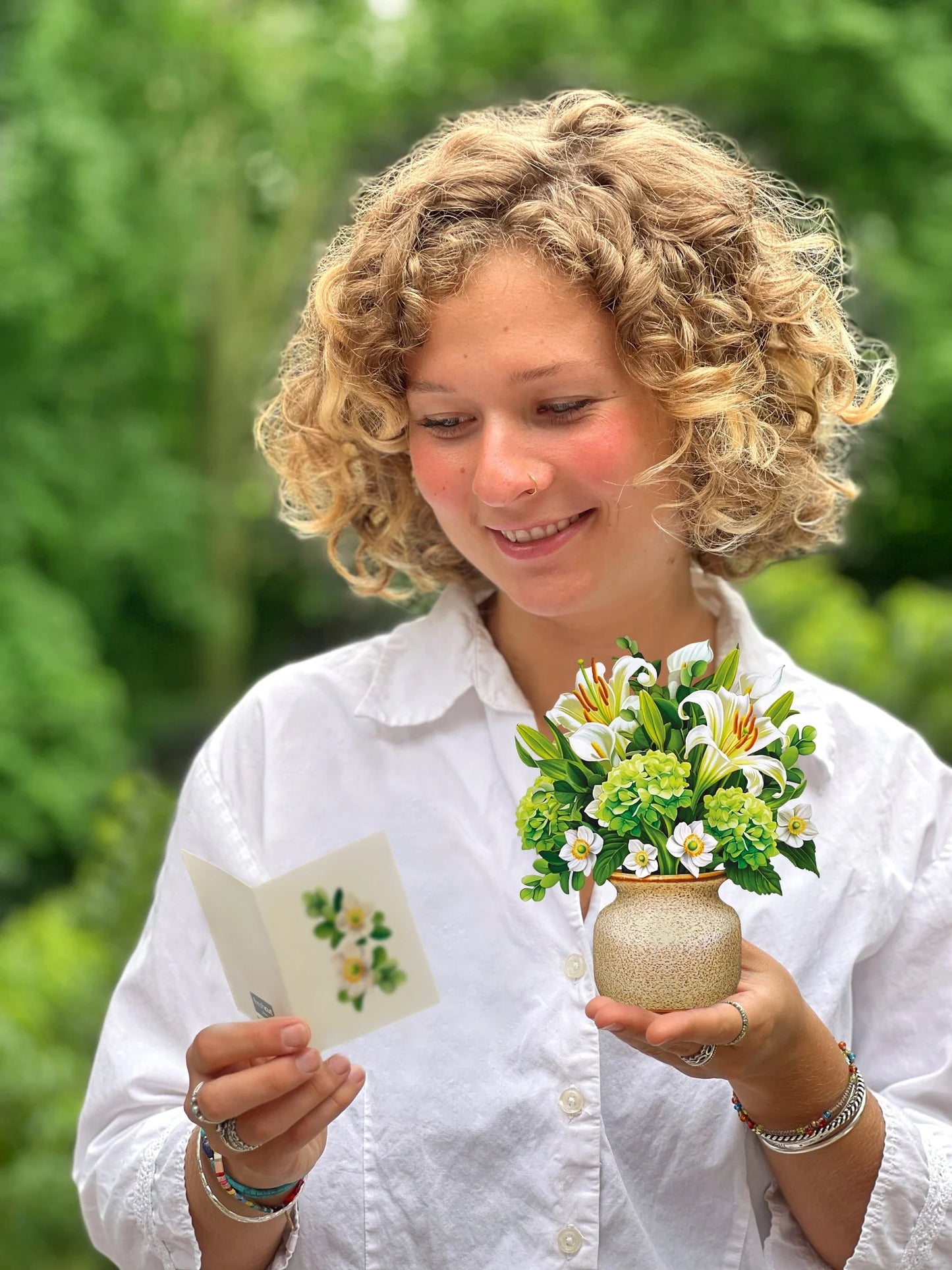 Mini Paper Bouquet - Ivory & Sage - 6"