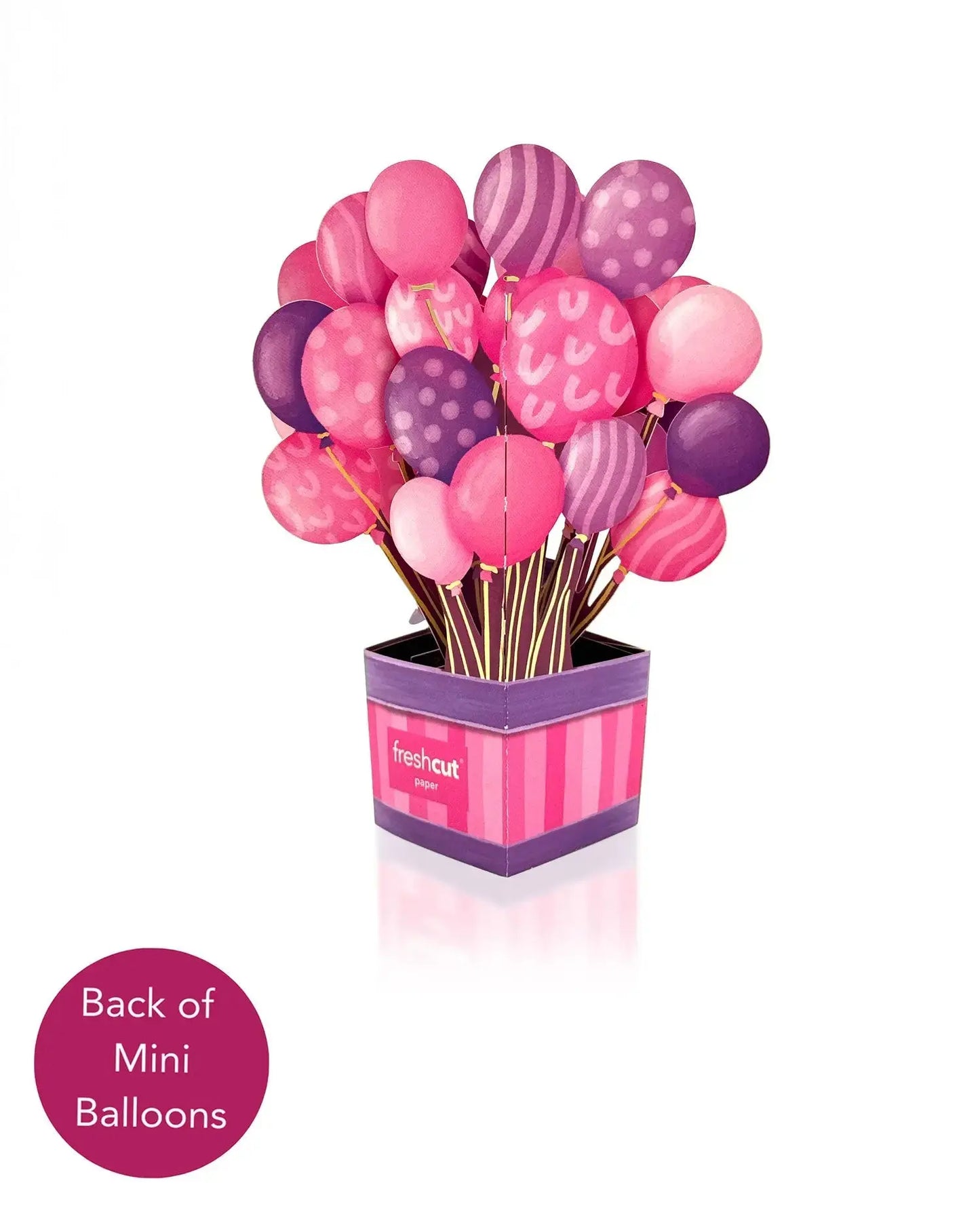 Mini Pop Up Card - Birthday Balloons Pink - 6"