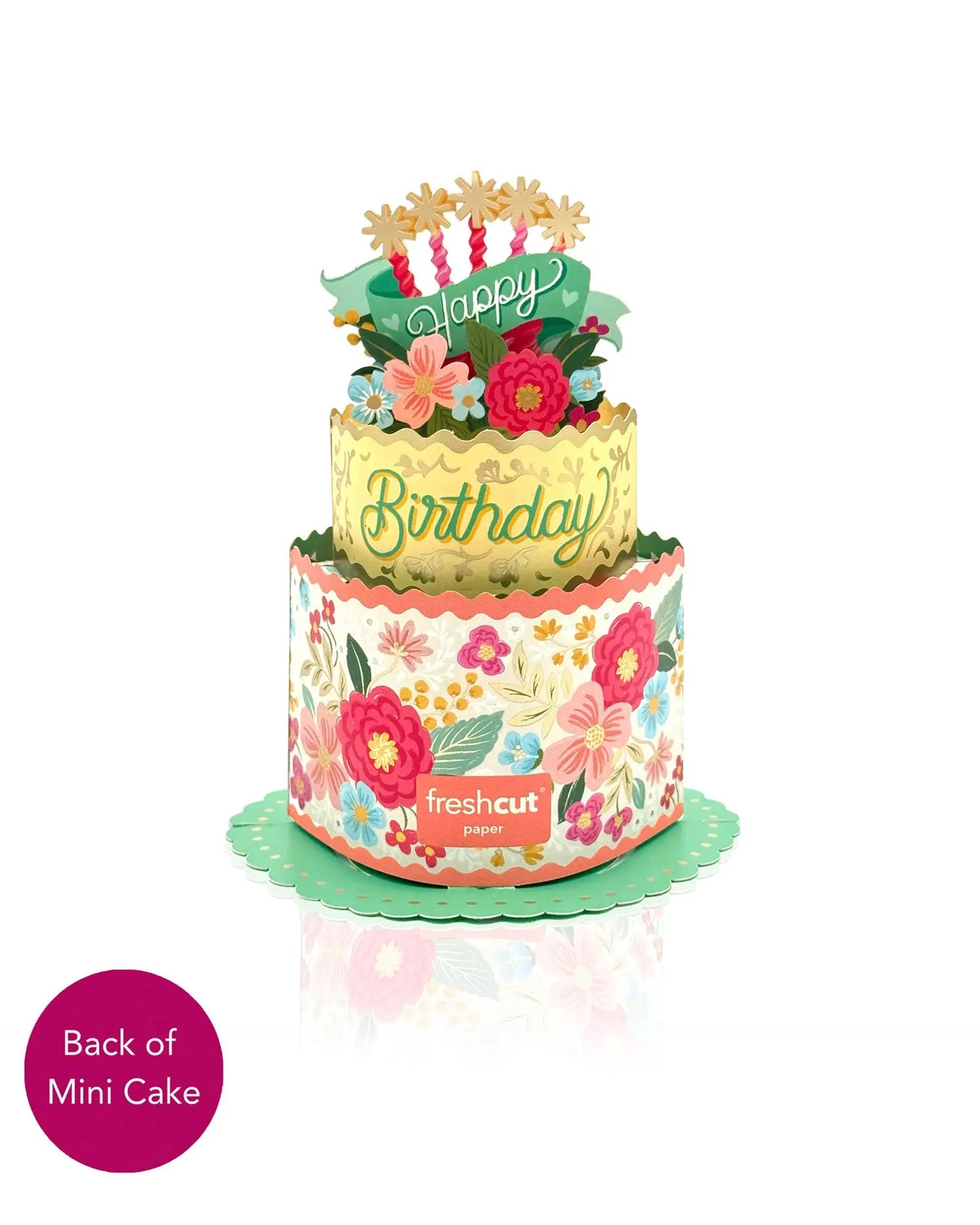 Mini Pop Up Card - Birthday Cake Floral - 6"