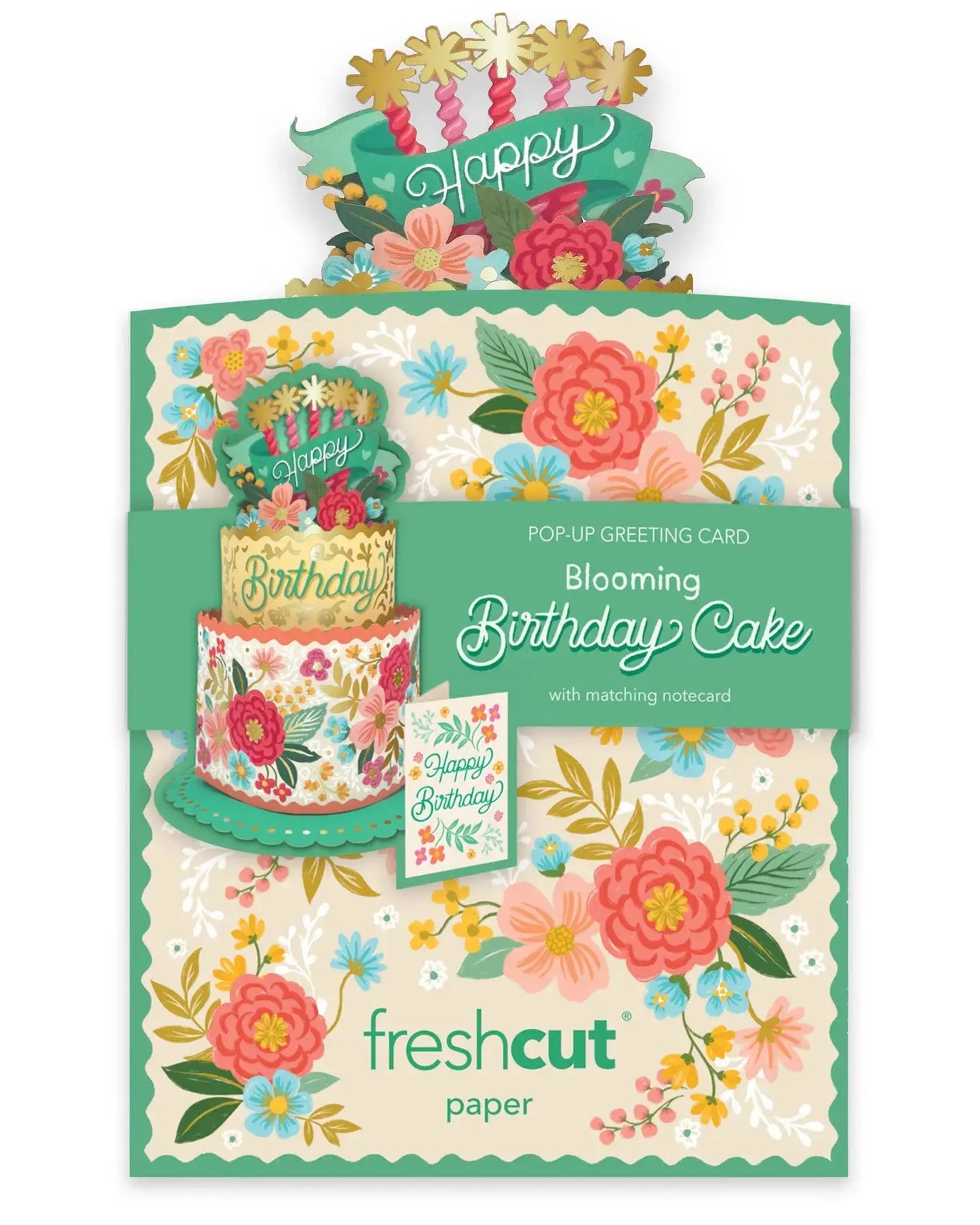 Mini Pop Up Card - Birthday Cake Floral - 6"