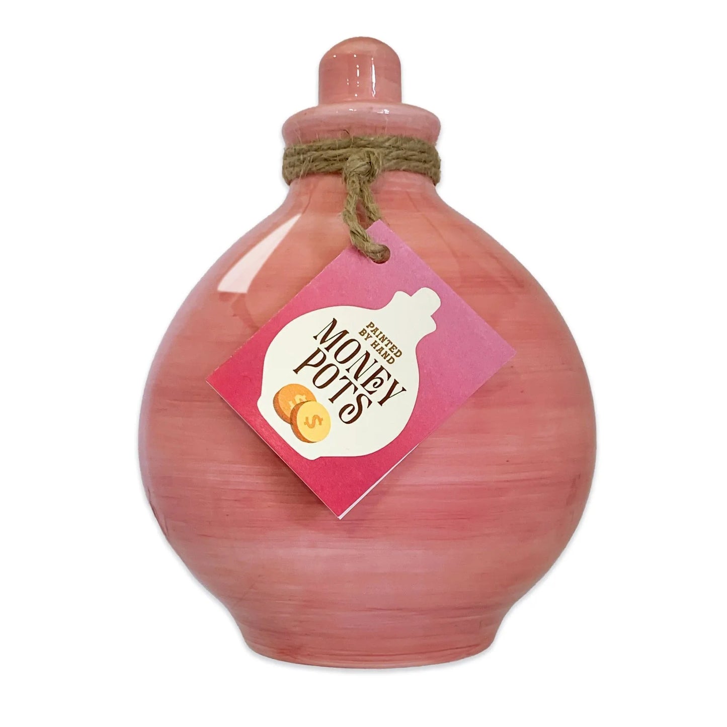 Money Pot - Hand Painted - Rosy Radiance Pink