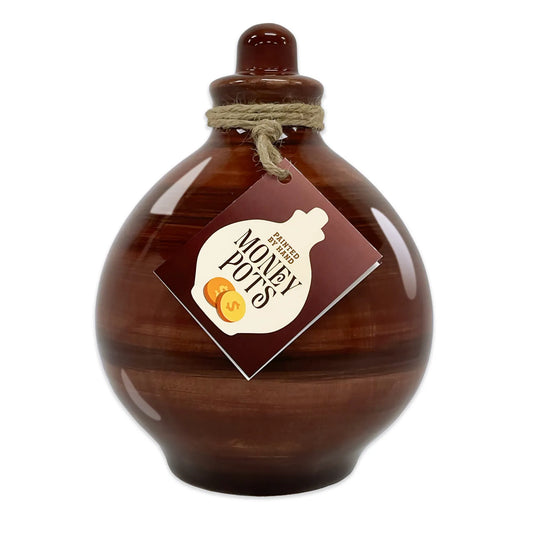 Money Pot - Hand Painted - Mulled Wine Burgundy Red