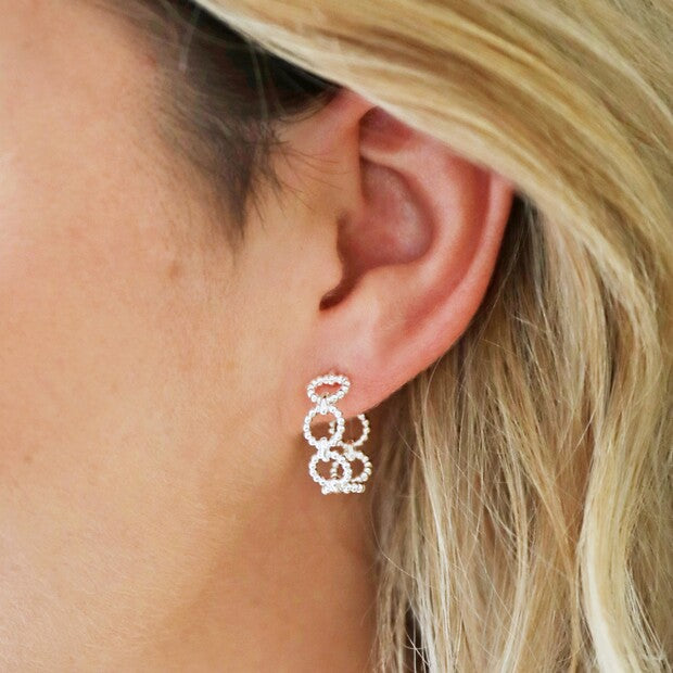 Earrings - Silver Hoops - Chain Links