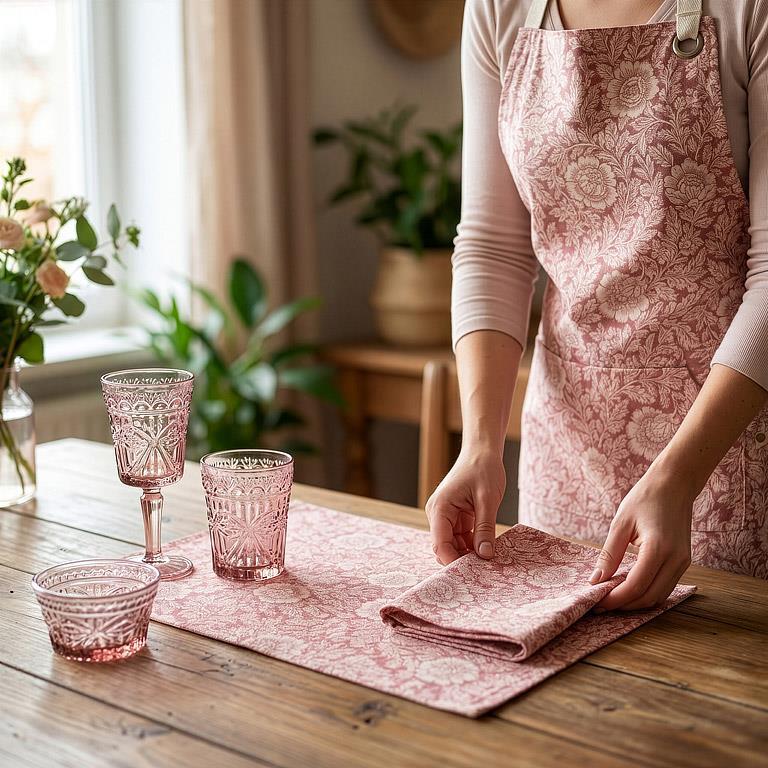 Napkin - Stonewashed Cotton - Rose Jacquard
