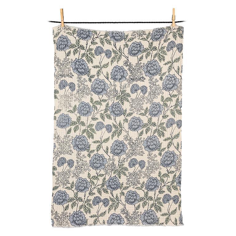 Tea Towel - Stonewashed Cotton - Blue Floral