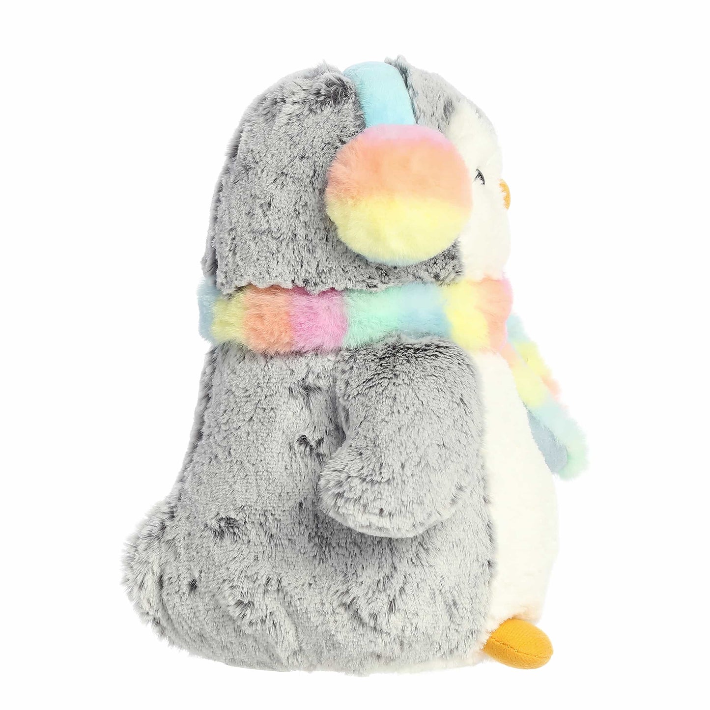 Stuffy - PomPom Penguin - 9" Rainbow Earmuffs