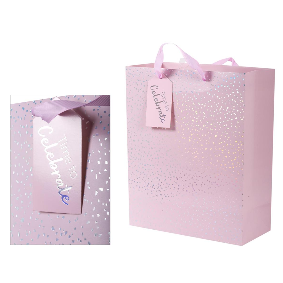 Large Gift Bag - Pink Sparkle Celebrate - 12"