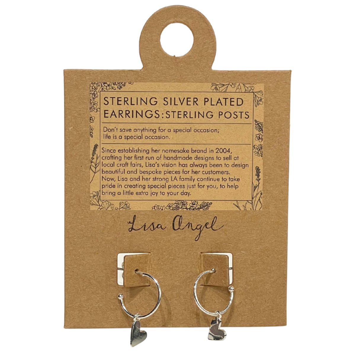 Earrings - Silver Hoops - Falling Hearts