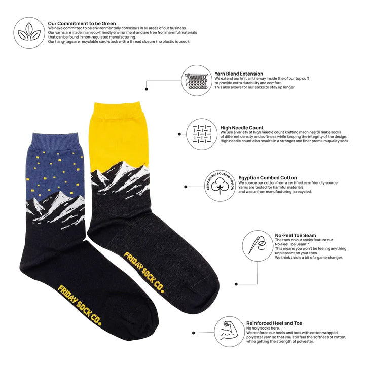 Socks - Small - Mountain, Stars, & Sunset