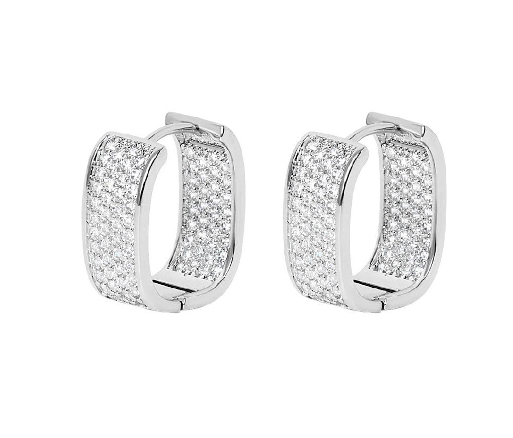 Hoop Earrings - Kendrick Rectangle - Silver