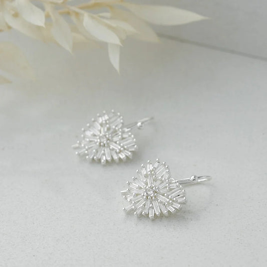 Pendant Earrings - Elaborate Heart - Silver