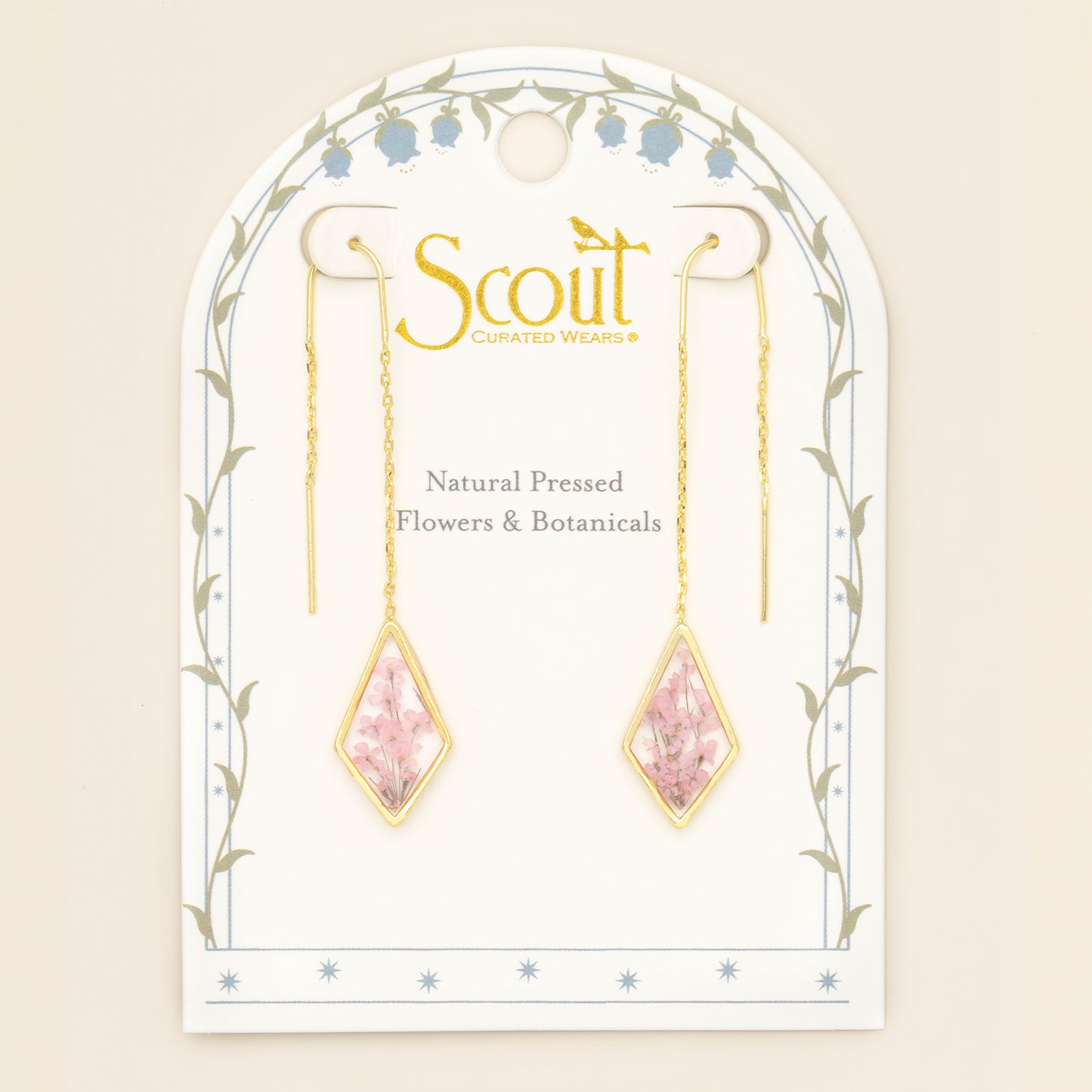 Thread Earrings - Pressed Flower - Pink Lace Flower
