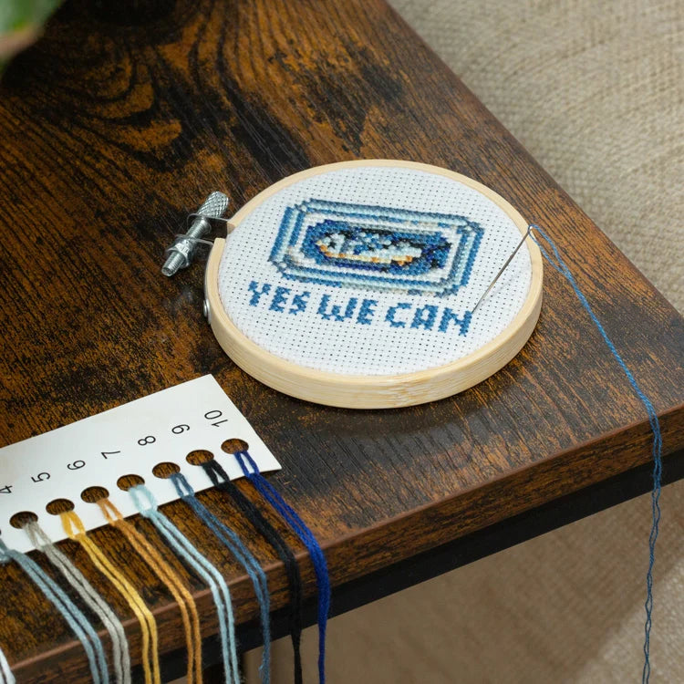 Mini Cross Stitch Embroidery Kit - Sardine Tin