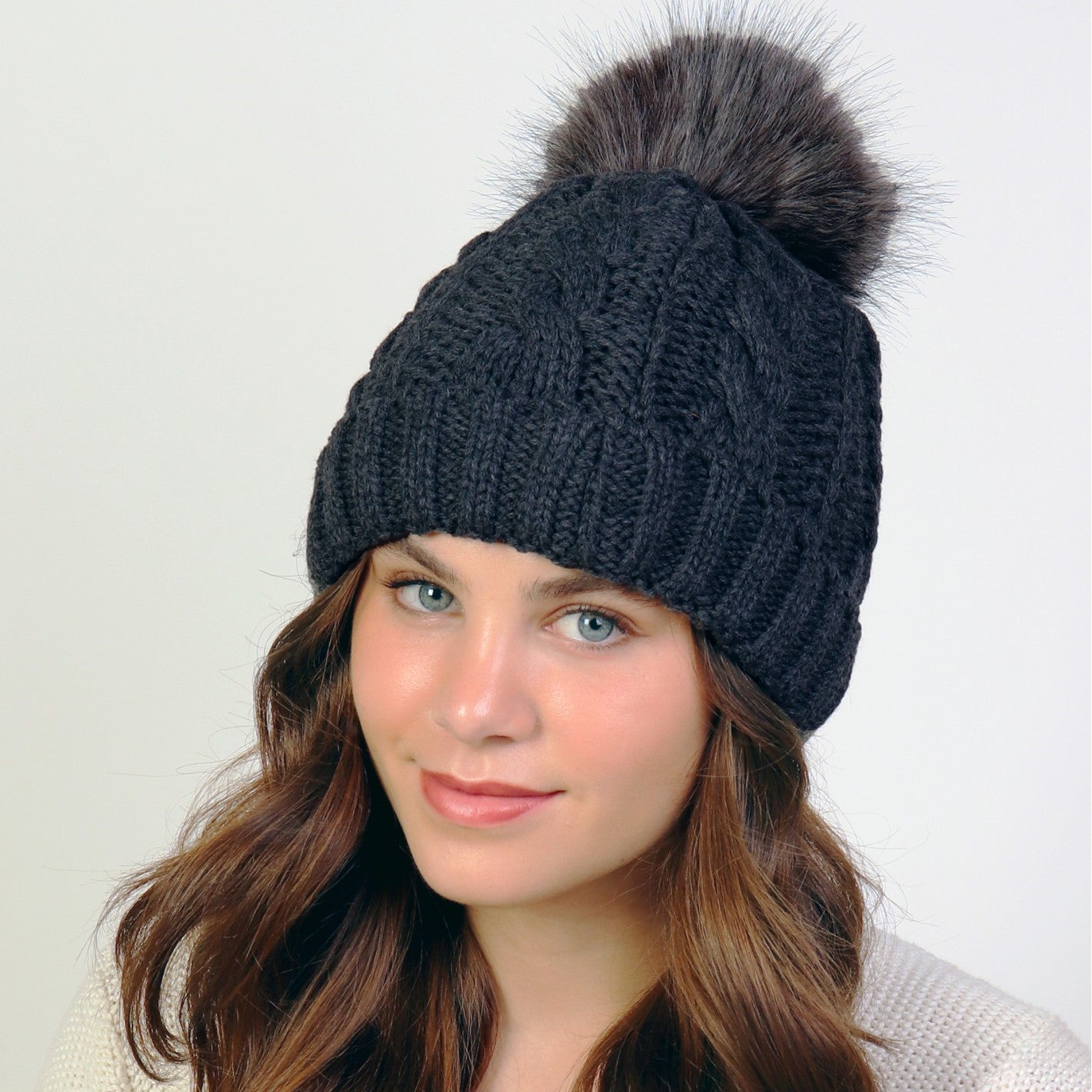 Knitted Toque - Pom Pom - Dark Grey