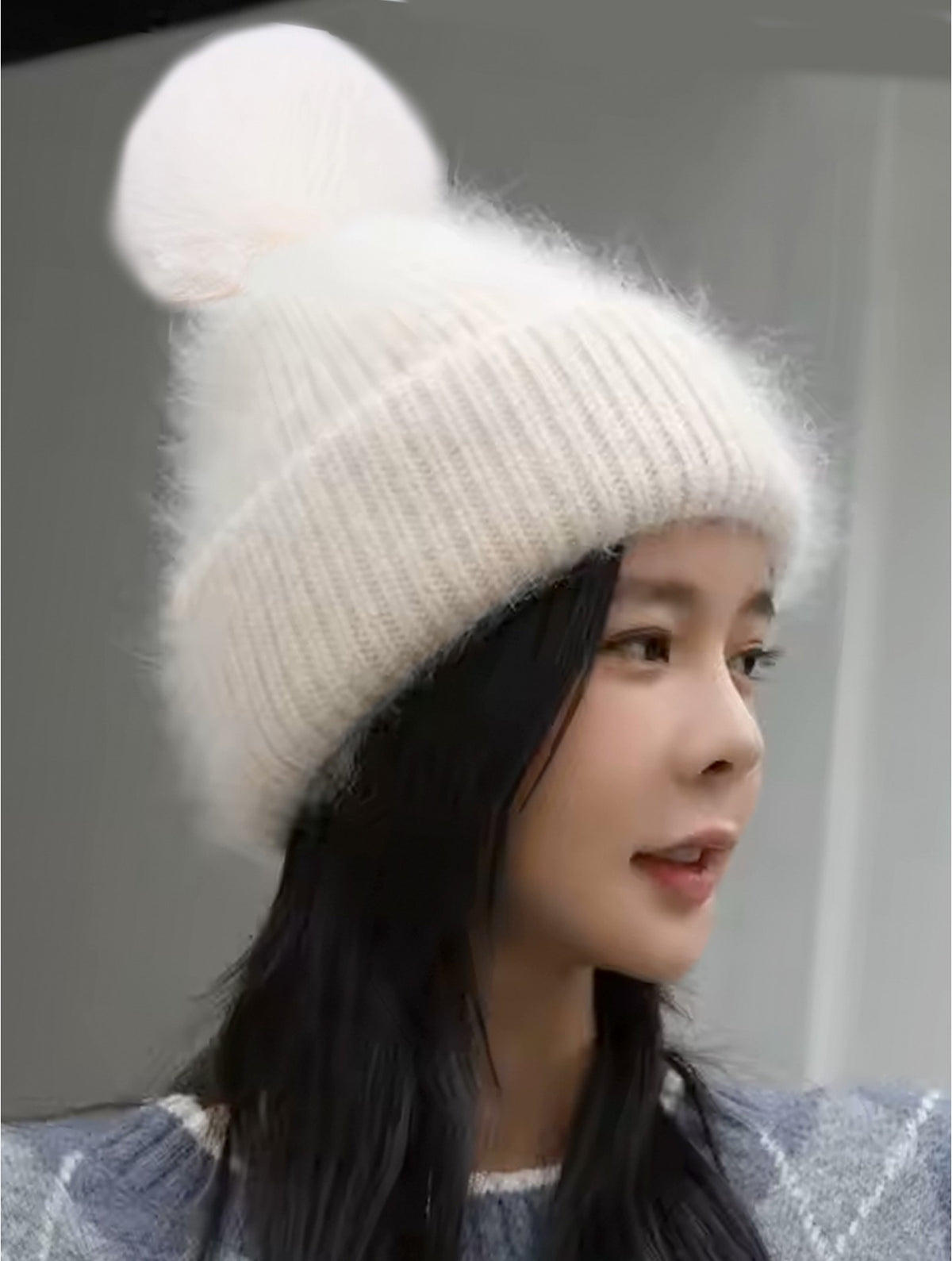 Hat - Monochrome Pom - Cream