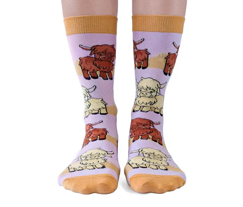 Socks - Small Crew - Highland Cows