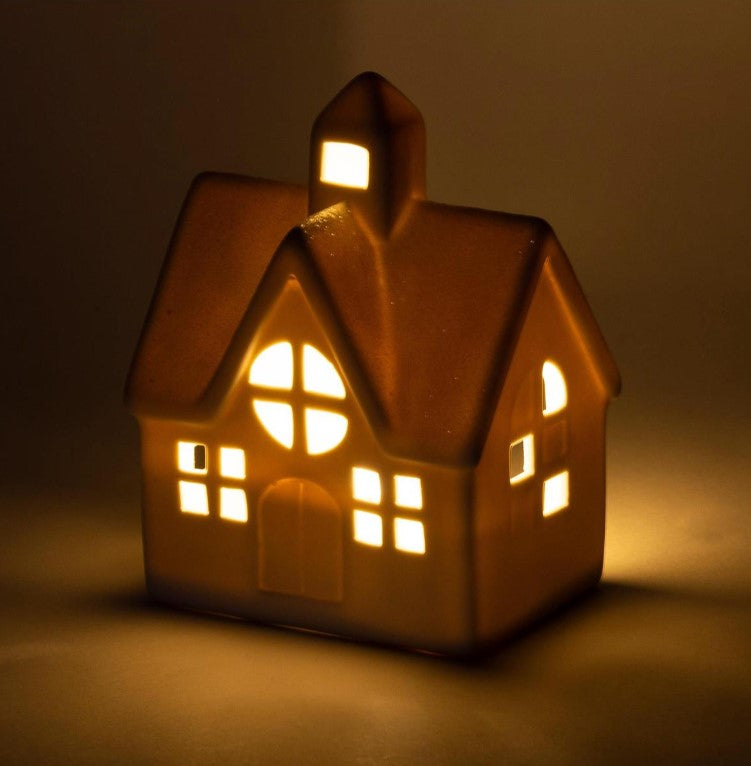 Decor Piece - LED - Square Porcelain White House