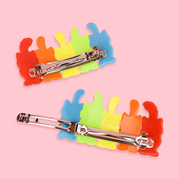 Hair Claw Set - Acetate - Rainbow Cats - Set of 2