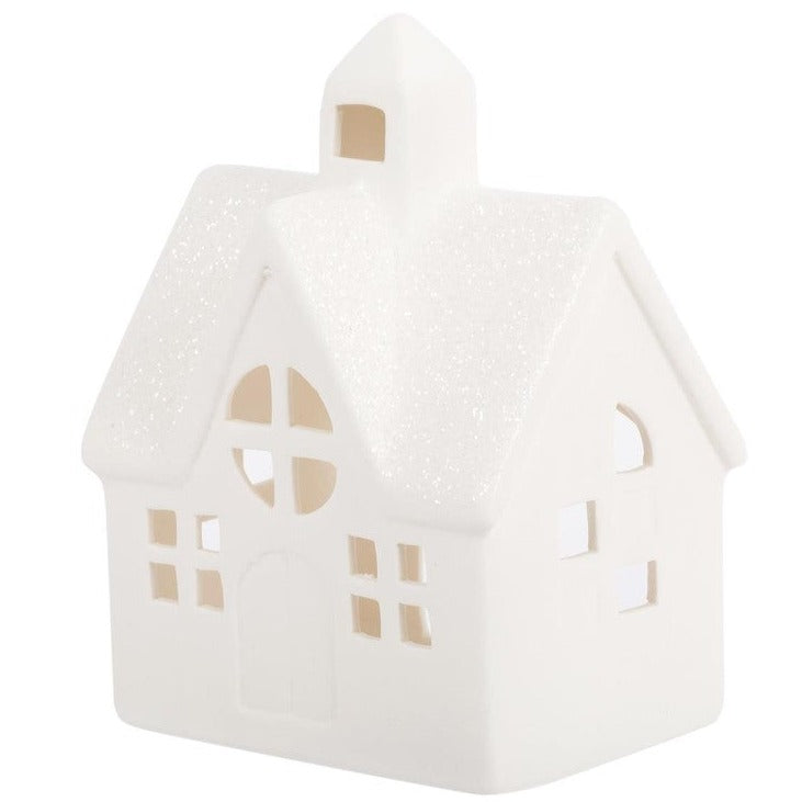 Decor Piece - LED - Square Porcelain White House