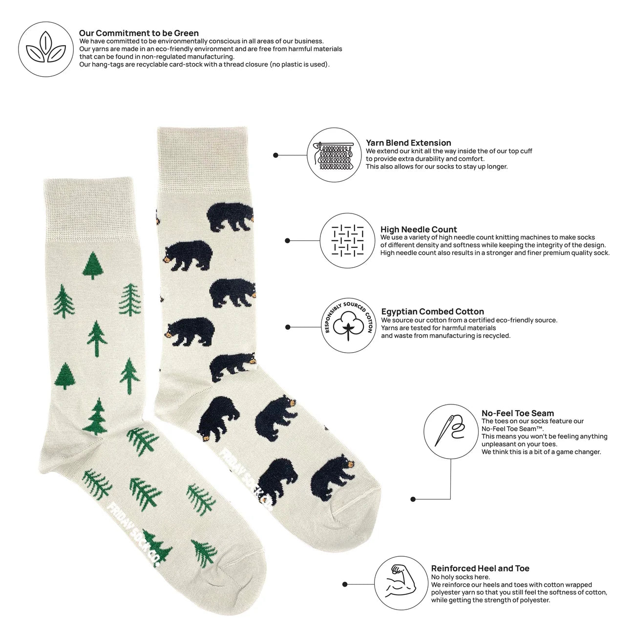 Socks - Large - Bear & Trees