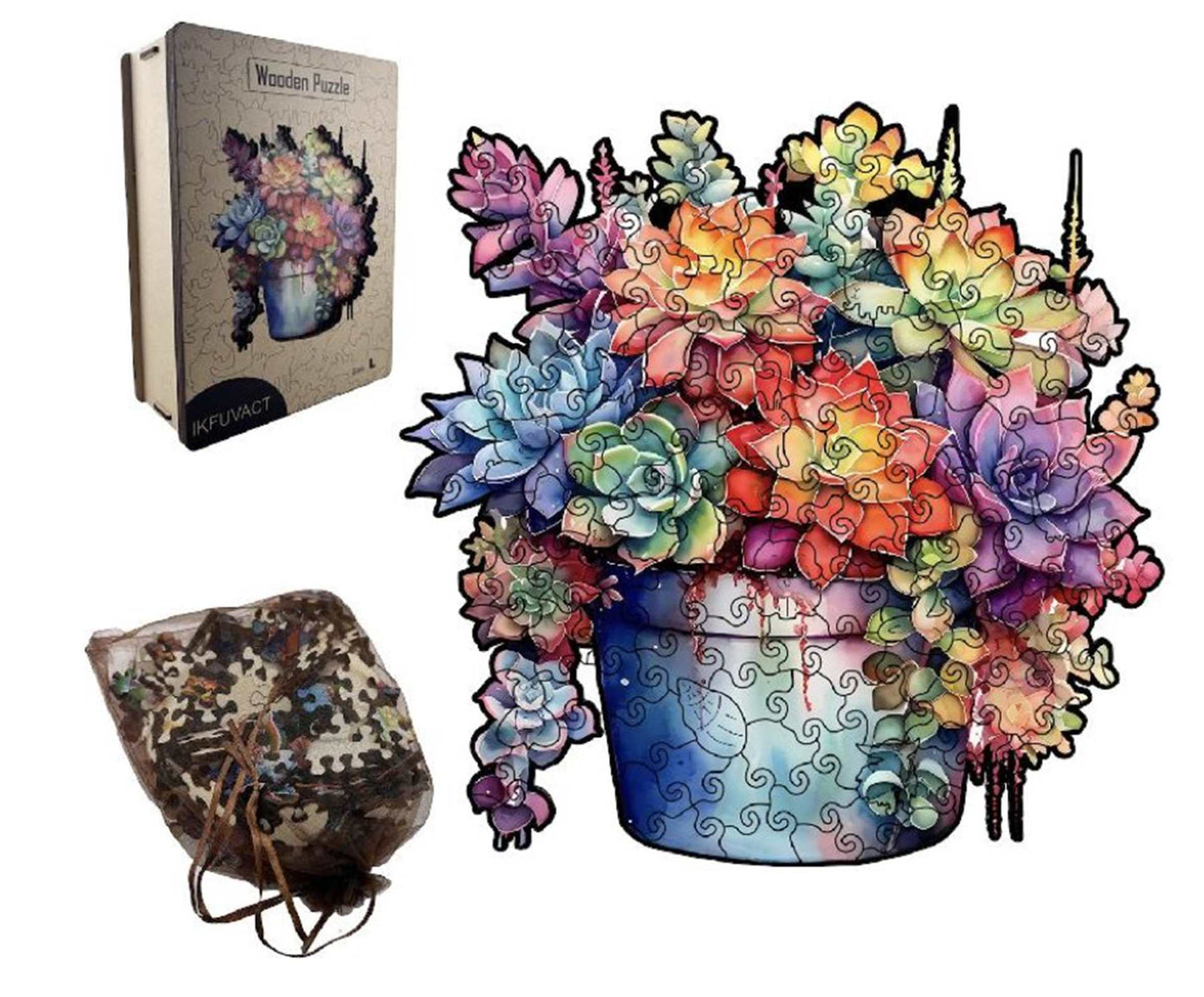 Puzzle - Wooden Flower Pot - 166 Pieces