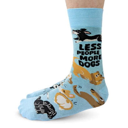 Socks - Large Crew - Less People More Dogs