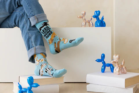 Socks - Large Crew - Less People More Dogs