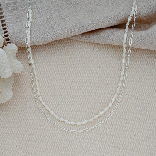 Necklace - Mary Mother of Pearl - Silver