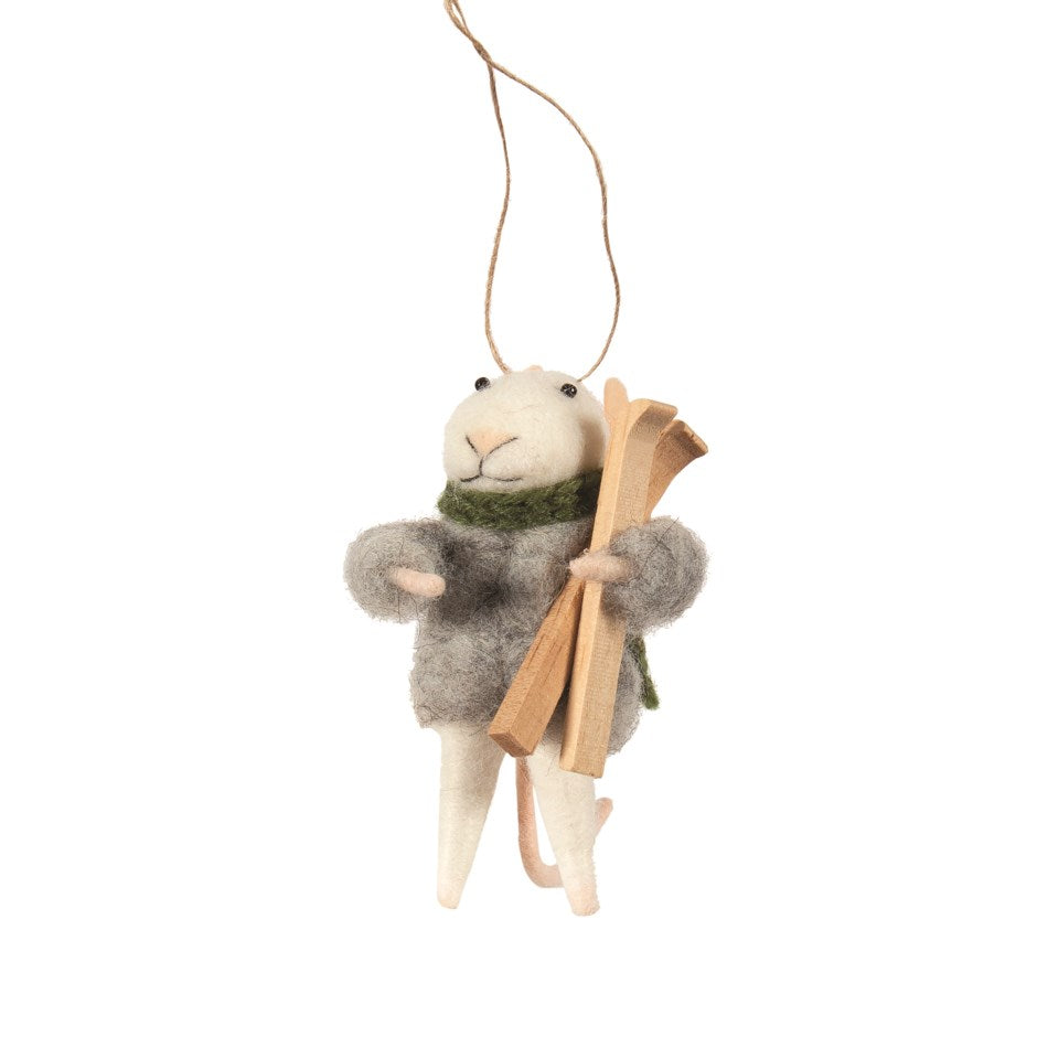 Ornament - Felt - Mouse with Skis