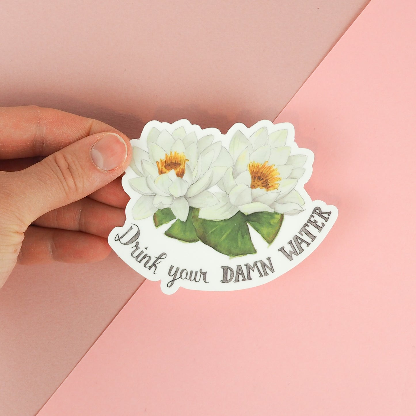 Sticker - Floral - Drink Your Damn Water